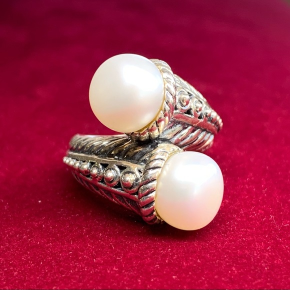 Beautiful Sterling Silver Cultured Freshwater Button Pearl Ring Size 5 - Picture 4 of 14